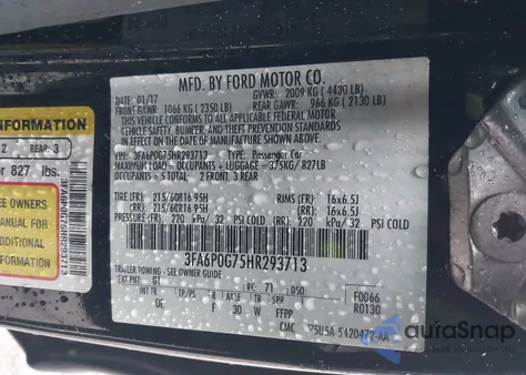 2017 Ford Fusion S from USA, damaged, VIN 3FA6P0G75HR293713